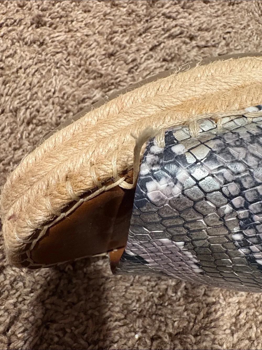 Franco Sarto Snake-Print Espadrille Wedge Sandals - Brown/Gray